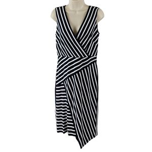 Deep Navy and White Striped Women's Dress